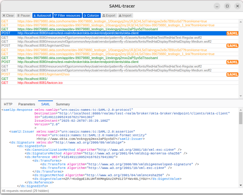 Client SAML response